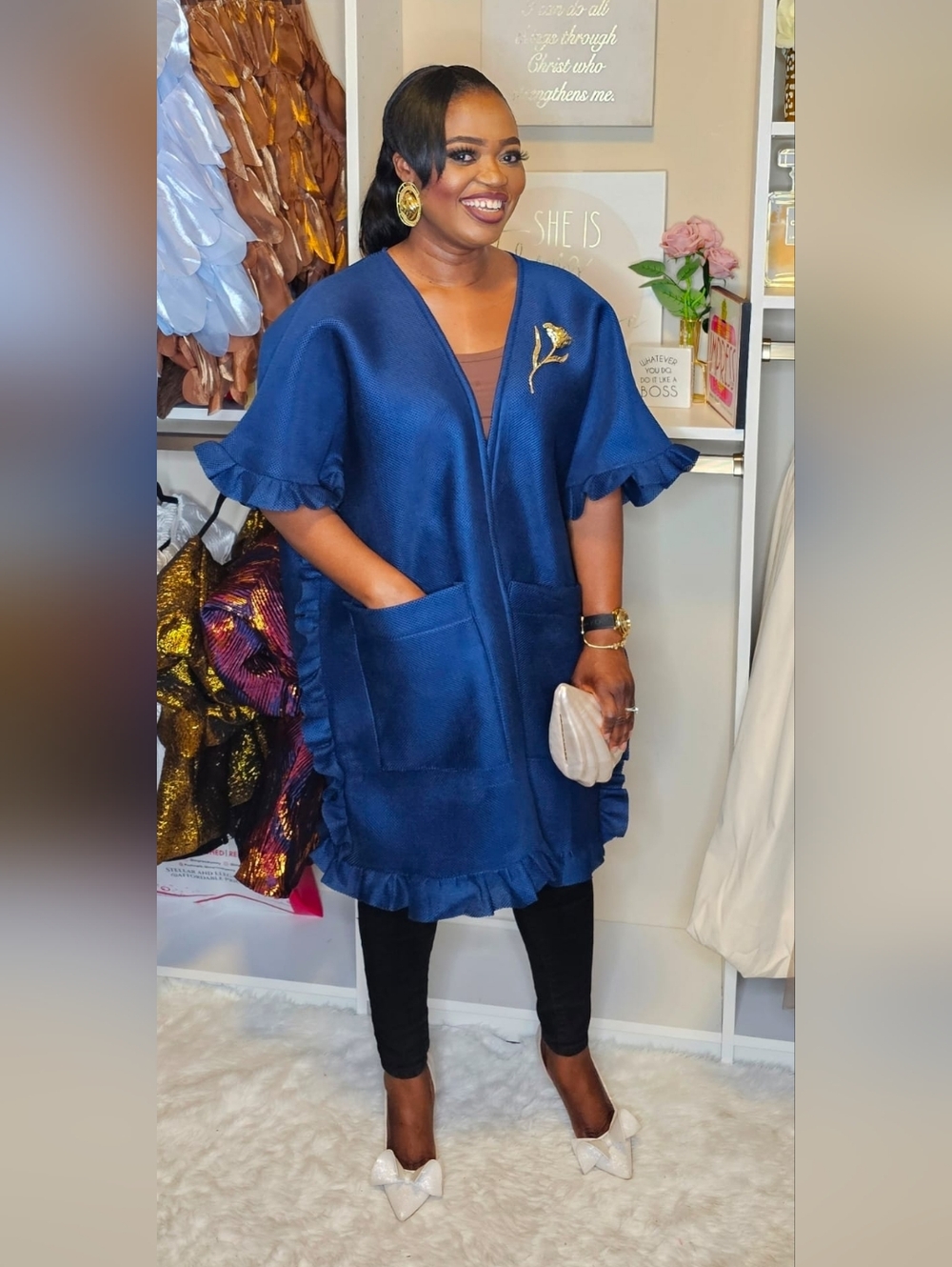 Statement Ruffle-Trim Open Front Jacket - Picture 6 of 6